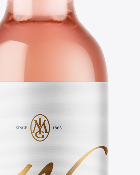Clear Glass Rose Wine Bottle Mockup