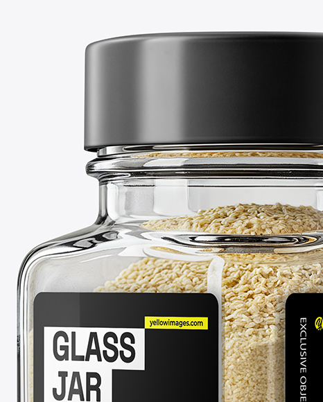 Square Glass Jar with Garlic Powder Mockup