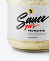 Glass Jar with Horseradish Sauce Mockup