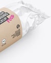 Clear Plastic Flow-Pack with Sandwich in Kraft Paper Sleeve Mockup