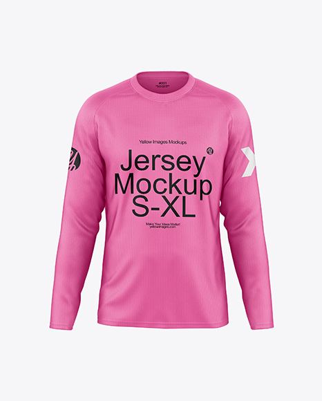 Raglan Long Sleeve Jersey - Front View - Jersey t shirt mockup
