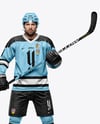 Man Wearing Full Ice Hockey Kit Mockup