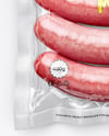 Transparent Clear Plastic Flow-Pack with Sausages Mockup