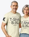 Senior Couple Wearing T-shirt and Jeans Mockup