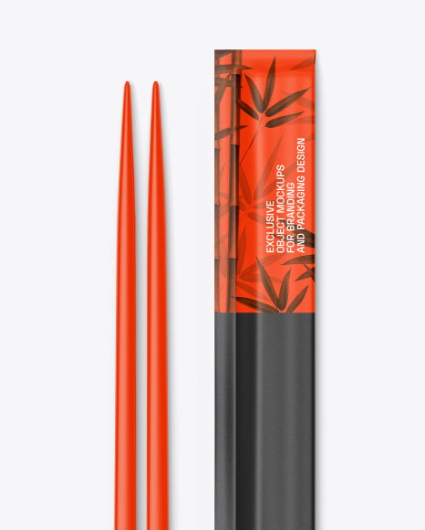 Plastic Chopsticks with Paper Package Mockup