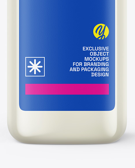 Square Milk Bottle Mockup