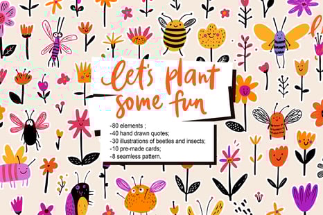 "Let`s Plant Some Fun" Illustrations set - Illustrations
