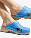 Pair of Clogs on Woman's Legs Mockup