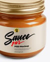 Glass Jar with Caramel Sauce Mockup