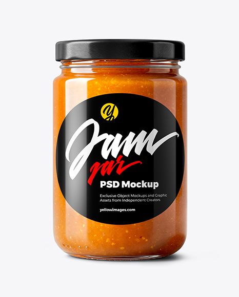 Clear Glass Jar with Apricot Jam Mockup - Glass can mockup