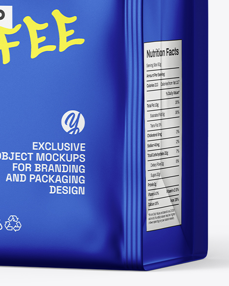 Metallic Coffee Bag Mockup – Half Side View