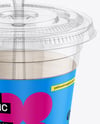 Clear Plastic Dessert Cup with Fork Mockup