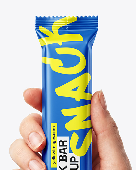 Matte Snack Bar in a Hand Mockup