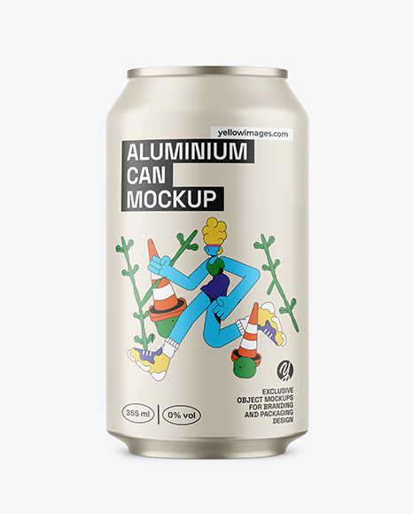 355ml Matte Aluminium Drink Can Mockup - Packaging mockups