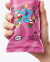 Matte Snack Package in a Hand Mockup