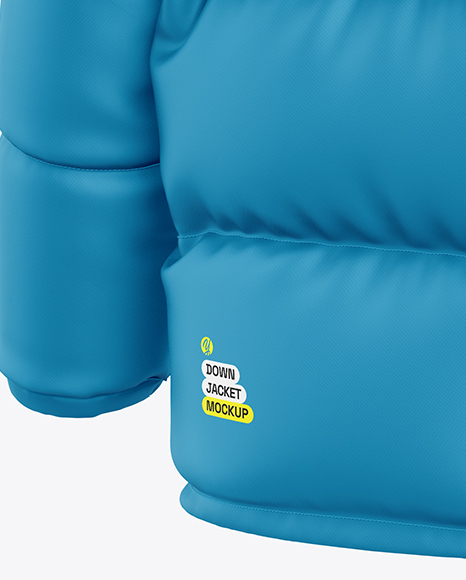 Men's Down Jacket Mockup - Back Half Side View