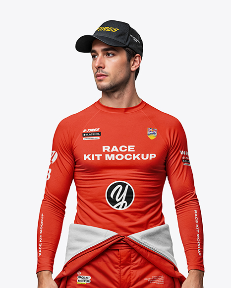 Man Wearing Racing Kit Mockup