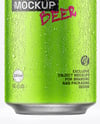 330ml Aluminium Can with Drops in the Hand Mockup