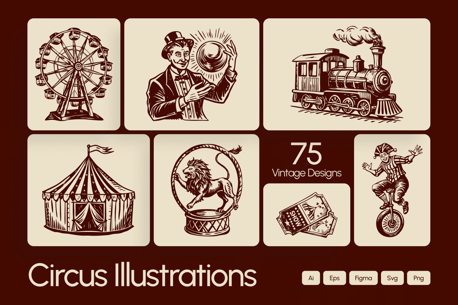 Vintage Circus Illustration Set