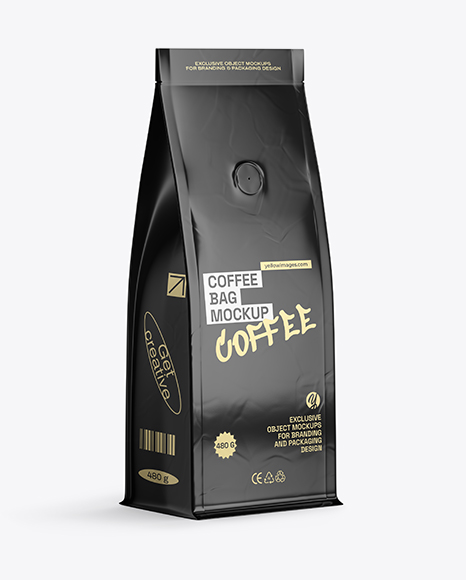 Matte Coffee Bag Mockup - Half Side view