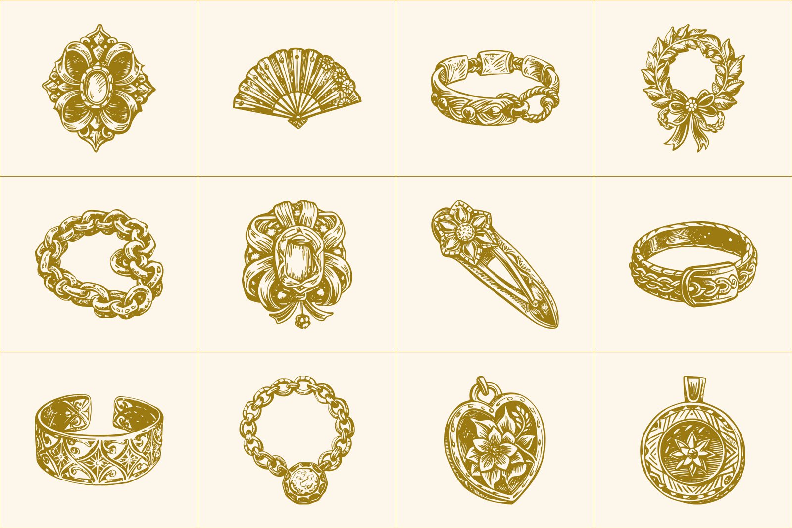 Vintage Jewellery Illustration Set