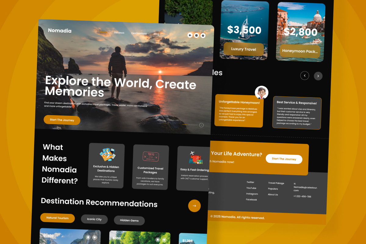 Nomadia - Outdoor Adventure Travel Landing Page