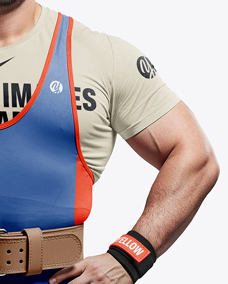 Man Wearing Weightlifing Suit Mockup