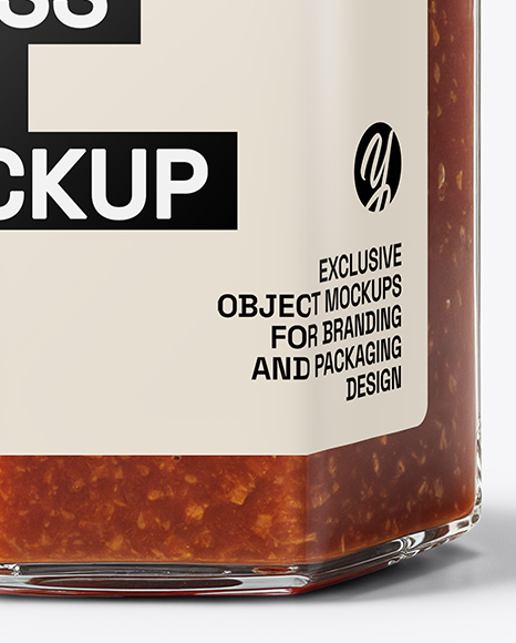 Glass Hexagonal Jar with Meat Ragu Mockup