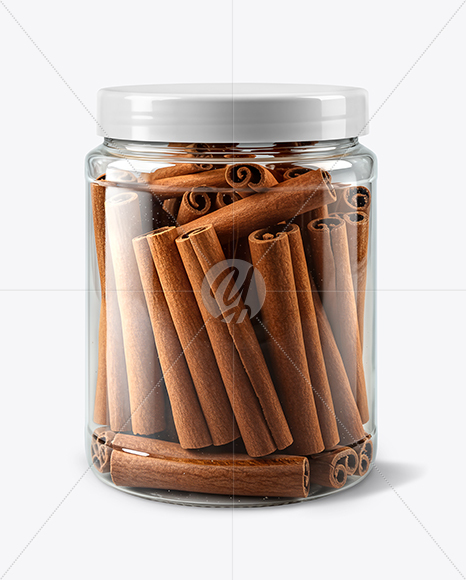 Plastic Jar with Cinnamon Sticks Mockup