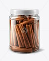 Plastic Jar with Cinnamon Sticks Mockup
