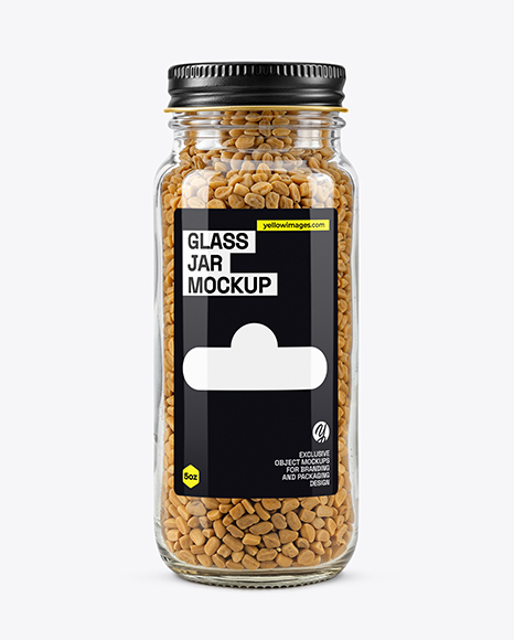 Glass Jar with Fenugreek Seeds Mockup - Realistic mockups