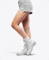 Combat Boots on Women's Legs with Jean Shorts Mockup