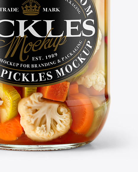 Glass Jar with Giardiniera Pickled Vegetables Mockup