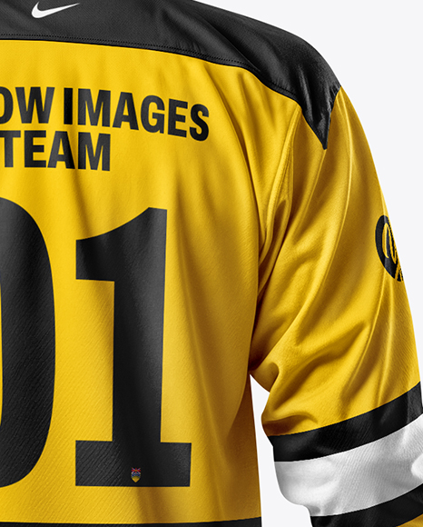 Man Wearing Full Ice Hockey Kit Mockup - Back view