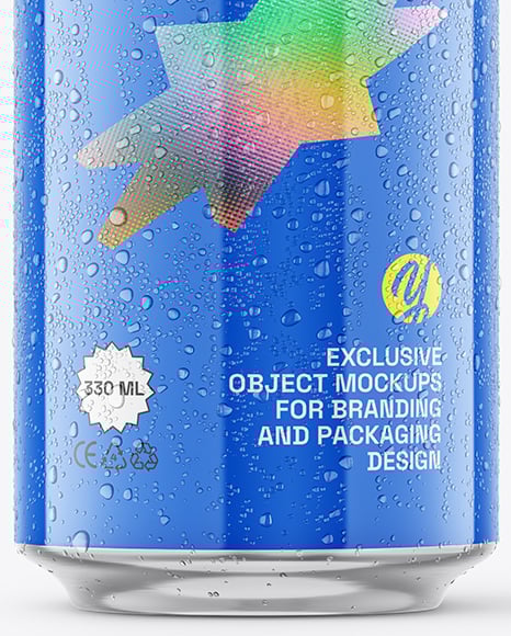 500ml Glossy Drink Can with Drops Mockup