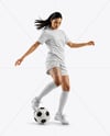 Woman Wearing Soccer Jersey and Shorts Mockup