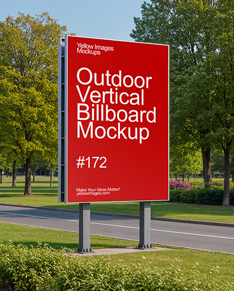 Outdoor Vertical Billboard Mockup