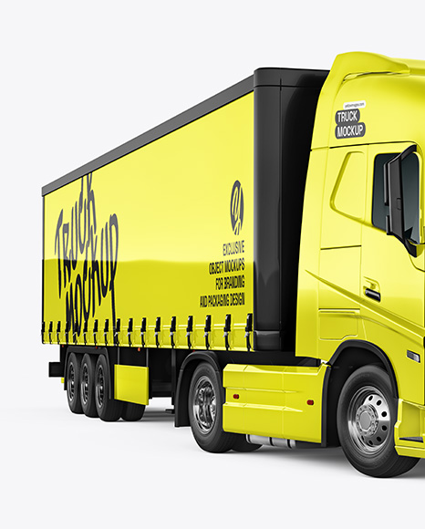 Semi Trailer Truck Mockup - Front Half Side View