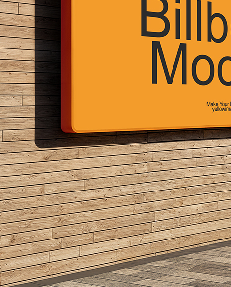 Outdoor Billboard on Wooden Wall Mockup
