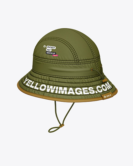 Twill Bucket Hat Mockup - Back Half Side View