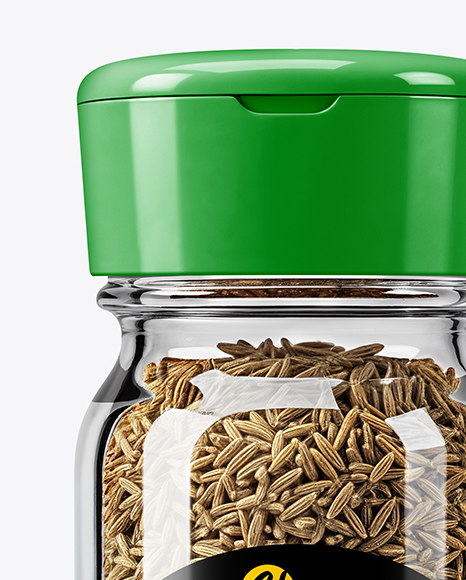 Glass Spice Jar with Whole Cumin Mockup