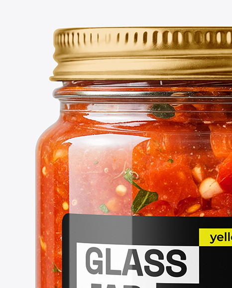 Clear Glass Jar with Tomato Bruschetta Mockup