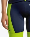 Woman Wearing Cycling Jersey and Bib Shorts Mockup