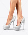 Pair of Stilettos on Woman's Legs Mockup
