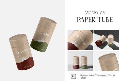 Paper tube mockups - Product Mockups