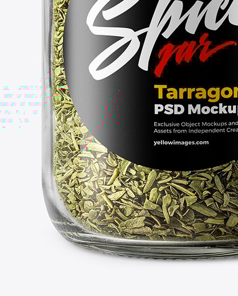 Glass Jar with Dried Tarragon Mockup