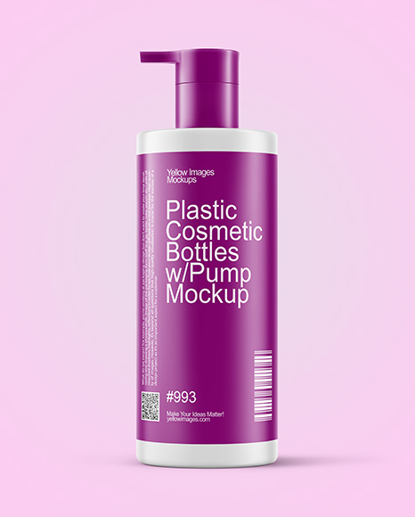 Plastic Cosmetic Bottles with Pump Cap Mockup