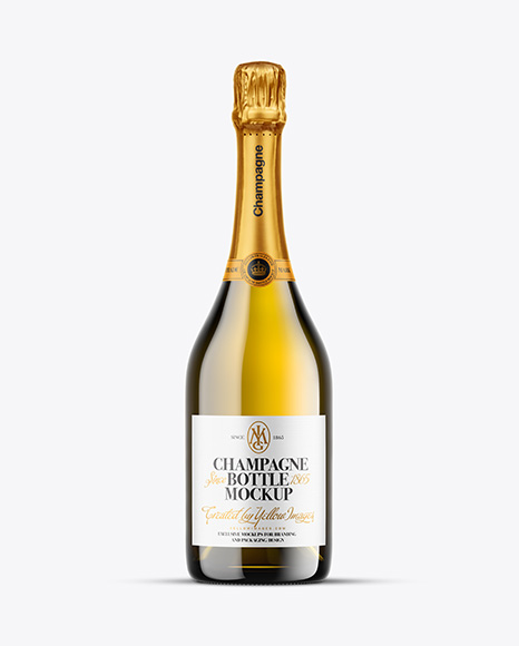 Antique Green Glass Champagne Bottle Mockup