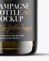 Antique Green Glass Champagne Bottle Mockup
