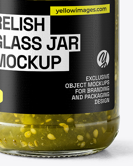 Glass Jar with Green Relish Sauce Mockup